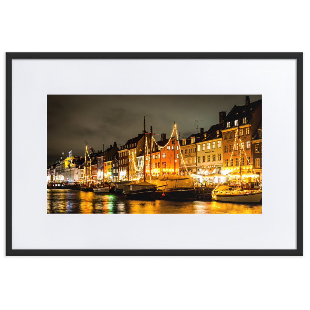 Nyhavn at Night Framed Photo