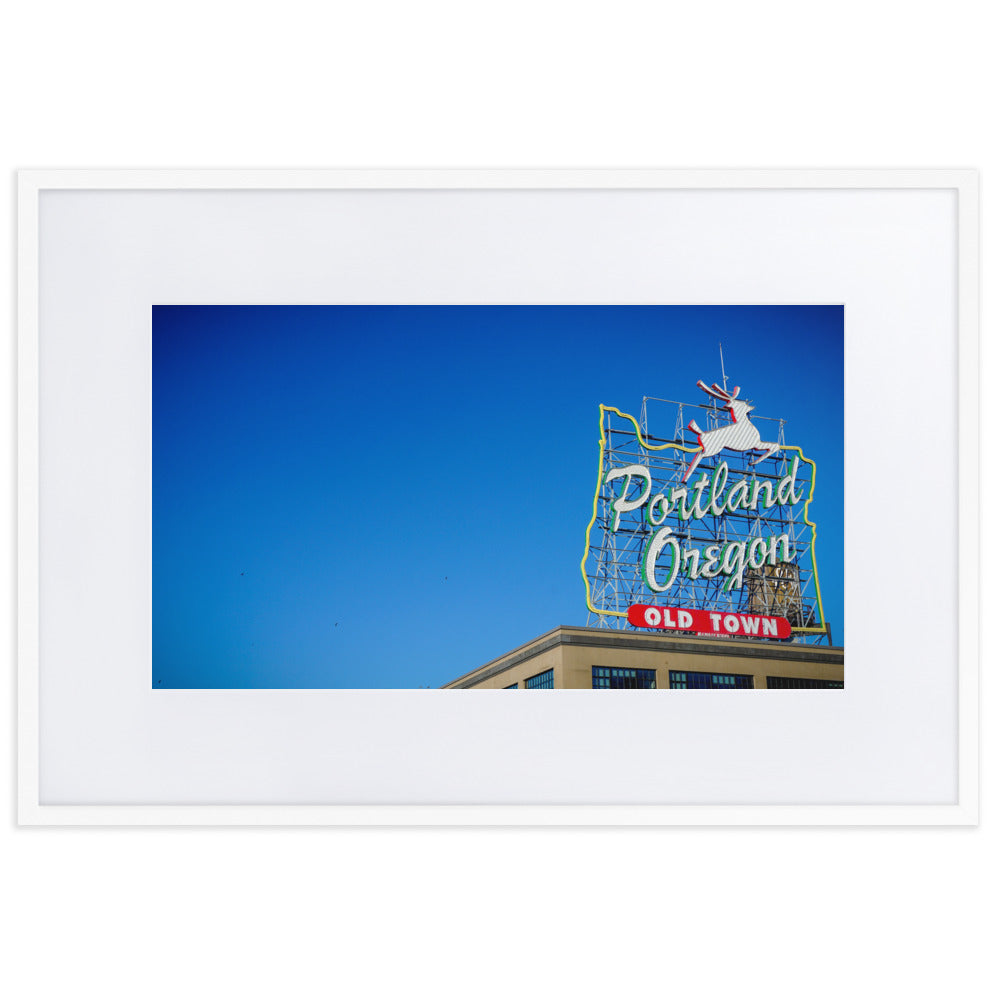 Portland White Stag Framed Photo