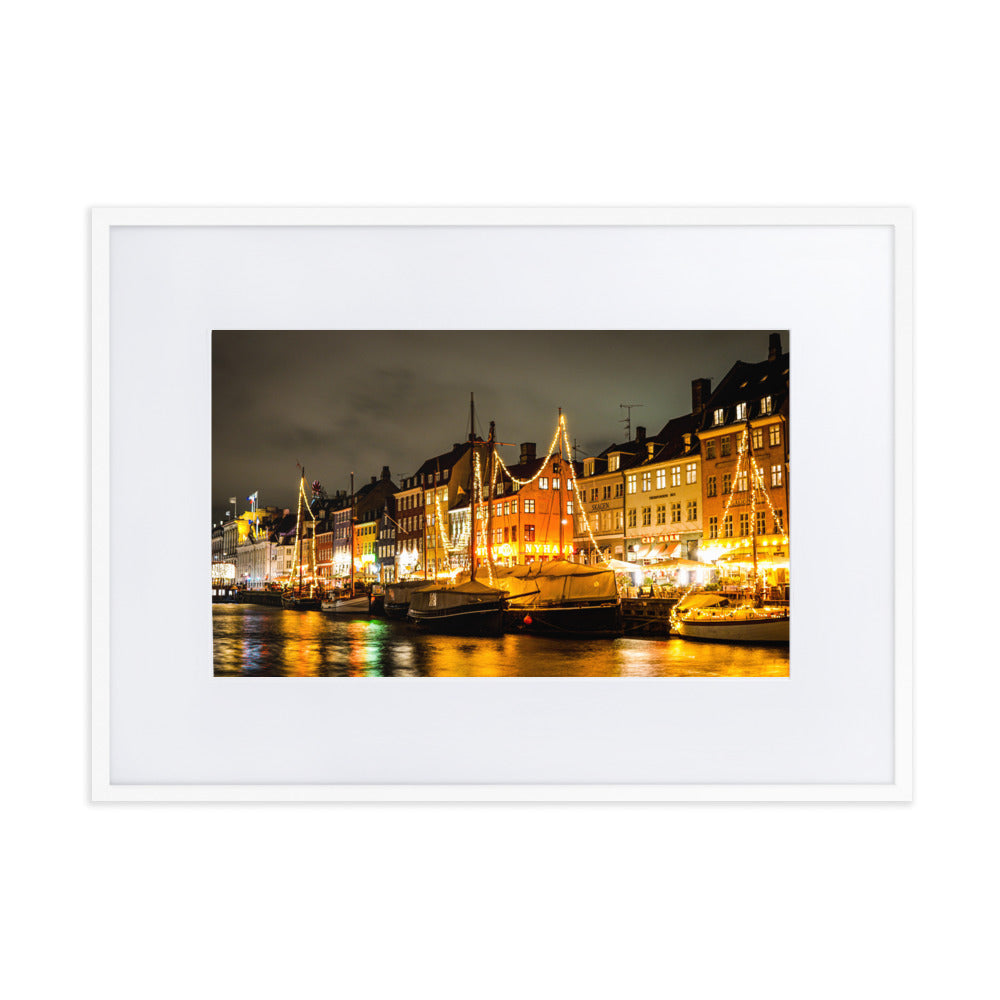 Nyhavn at Night Framed Photo