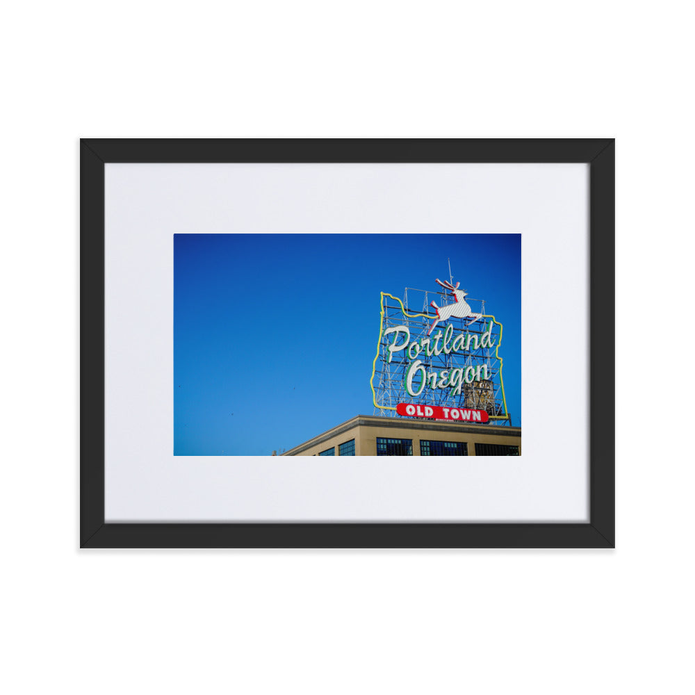 Portland White Stag Framed Photo