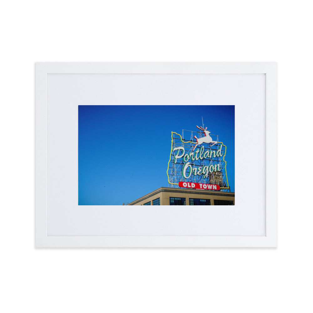 Portland White Stag Framed Photo